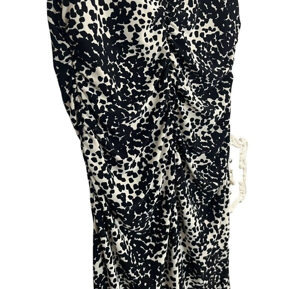 Norma Kamali Black White Abstract‎ Animal Print Spotted Ruched Dress Size Medium - Picture 9 of 10